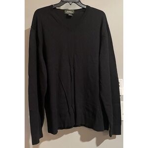 Eddie Bauer Sweater Cotton Cashmere Blend V‎ Neck Pullover Mens XL